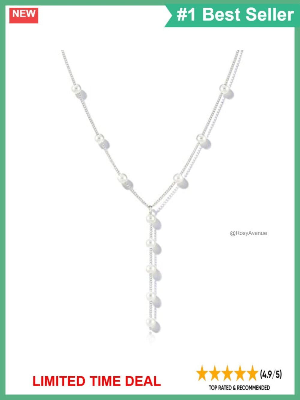14k White Gold Plated Pearl Y Necklace Dainty Wedding Jewelry Gift